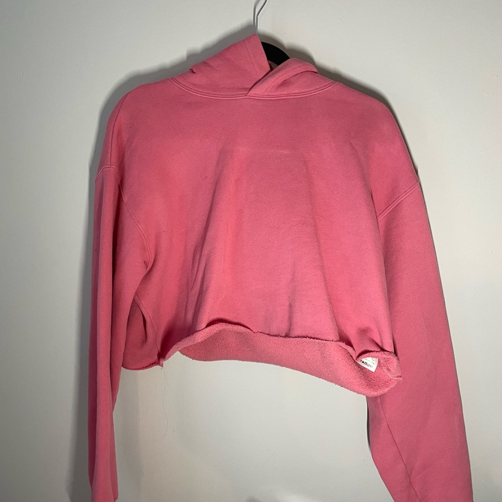 Aritzia Pink Cropped Hoodie | Size Large